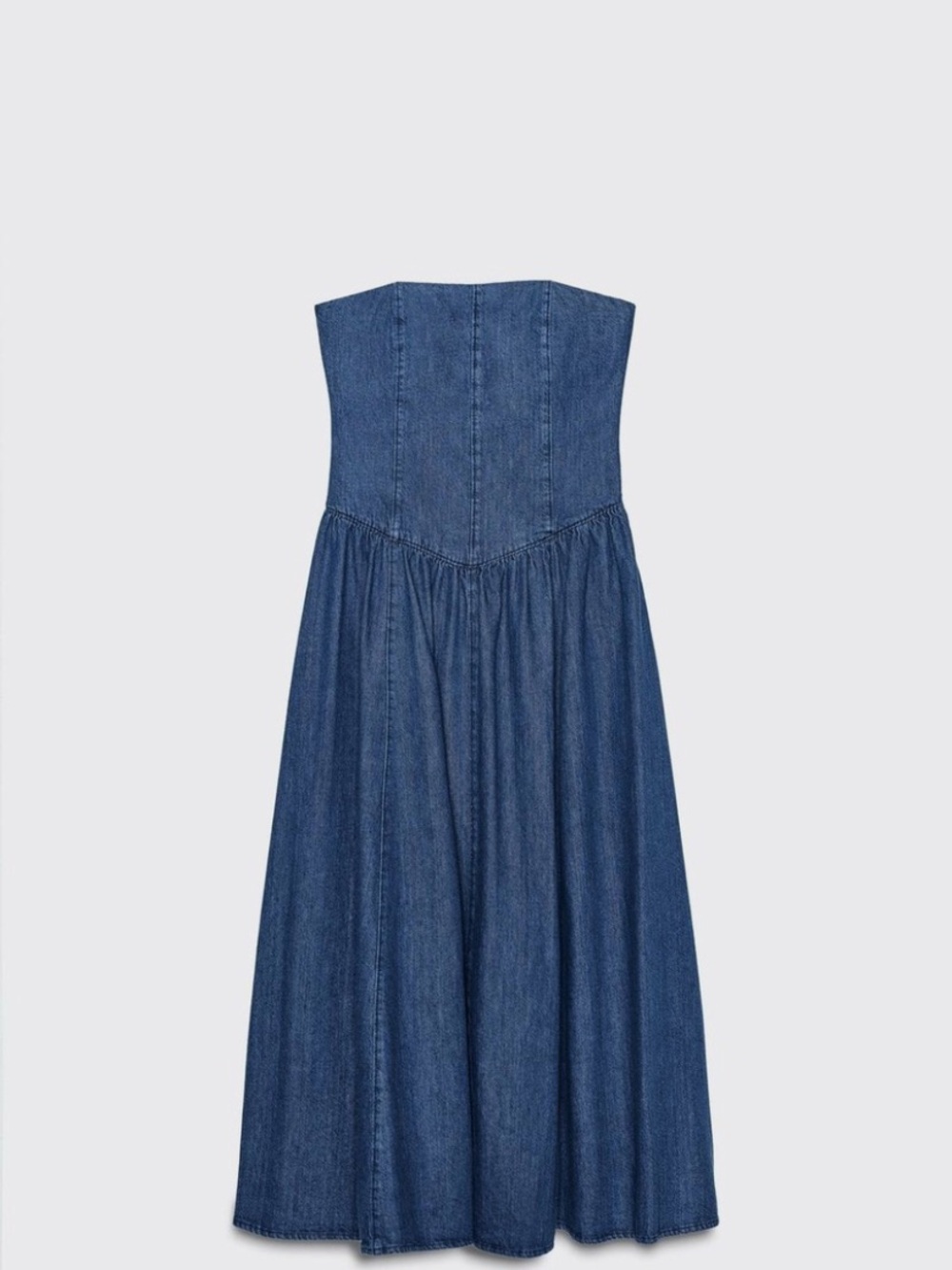 NWT Zara Strapless Dark Wash Denim MIDI Dress | Quiet Luxury Modern Chic  XXL - Picture 3 of 15